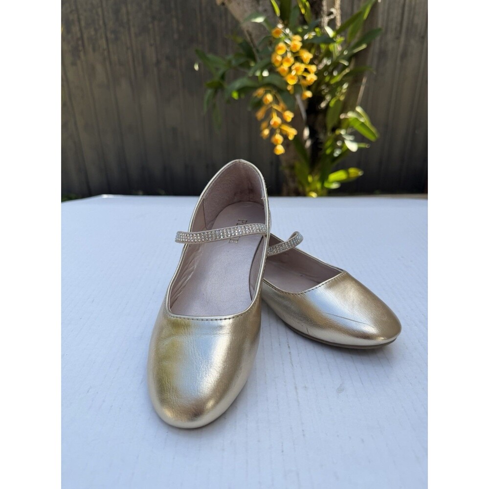 The Children’s Place Girls Gold Metallic Mary Jane Ballet Flats Rhineston